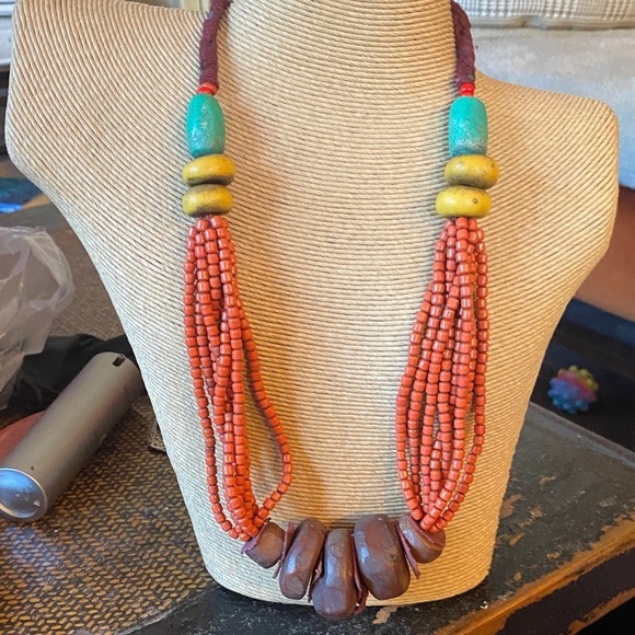 Morrocan Amber Jewelry - Vintage Moroccan Amber Resin Berber Wedding Necklace